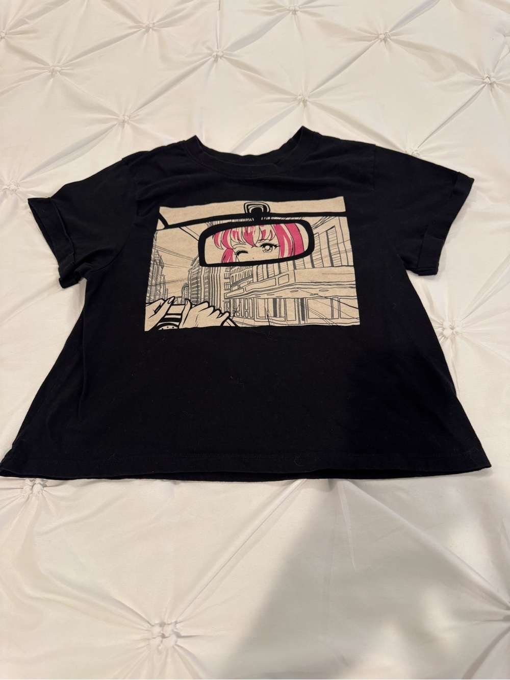 Vibe N' Anime Aesthetic Graphic Tee Shirt Size Small Black 100% Cotton